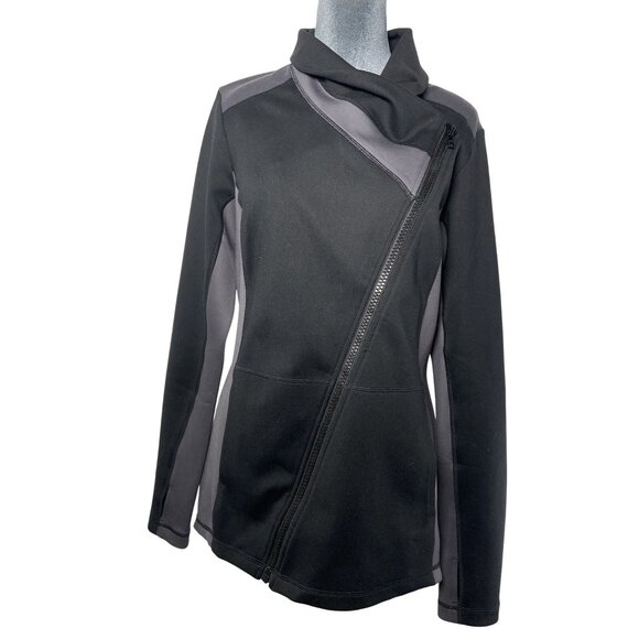 CAbi Womens Asymmetrical Zip Jacket Medium Black & Gray Polyester Spandex Blend - Picture 1 of 11